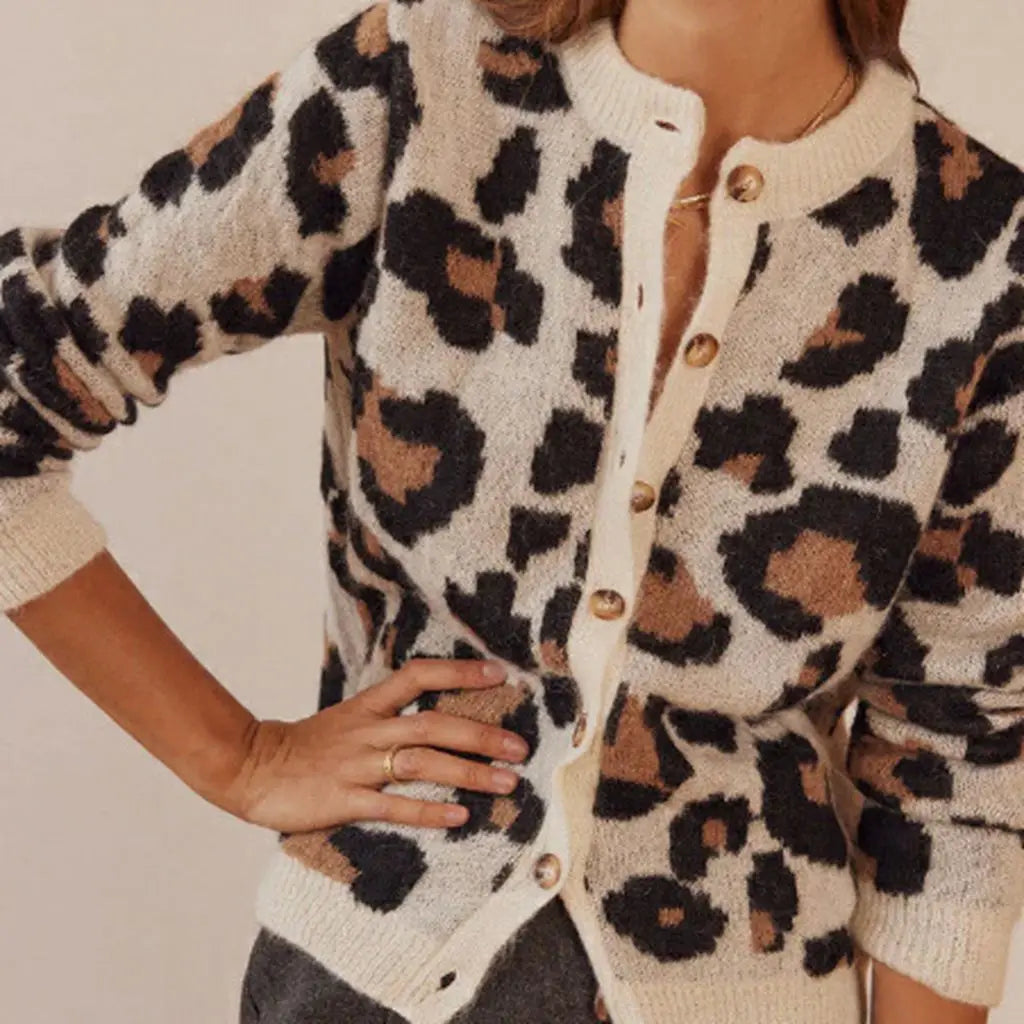 Philomena | Women's Leopard Print Button Cardigan 0