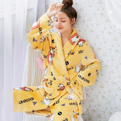 Pippa | Women's Feline Print Flannel Dressing Gown 9