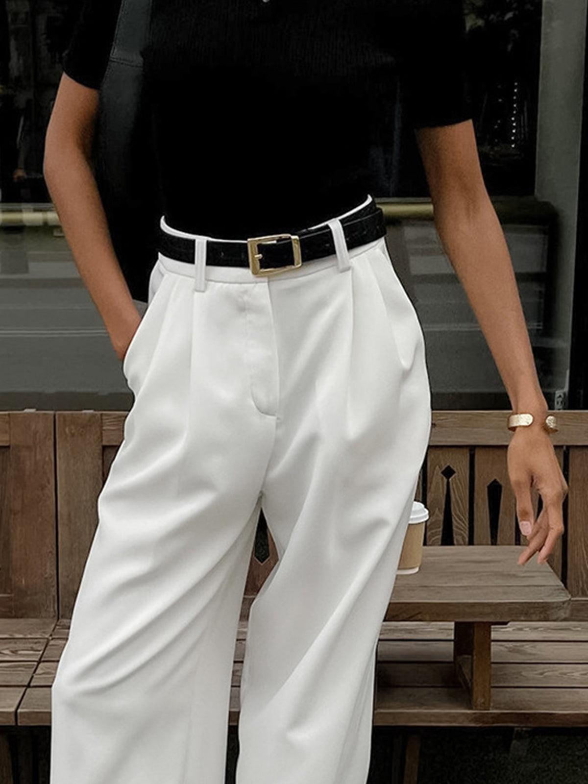 Rosemary | Women's High-Waisted Wide Leg Trousers With Pleats 3