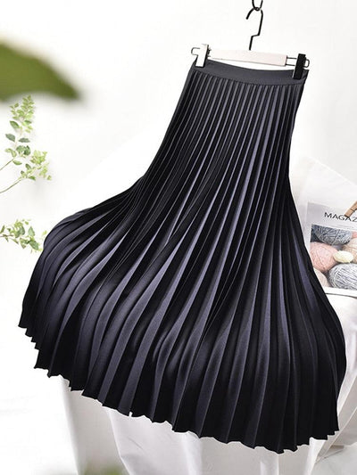 Women's High-Waisted Pleated Midi Skirt-3