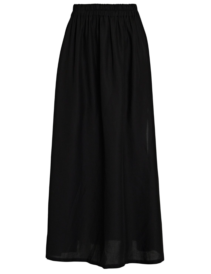 Women's Black Maxi Skirt High Split 100% Polyester-2