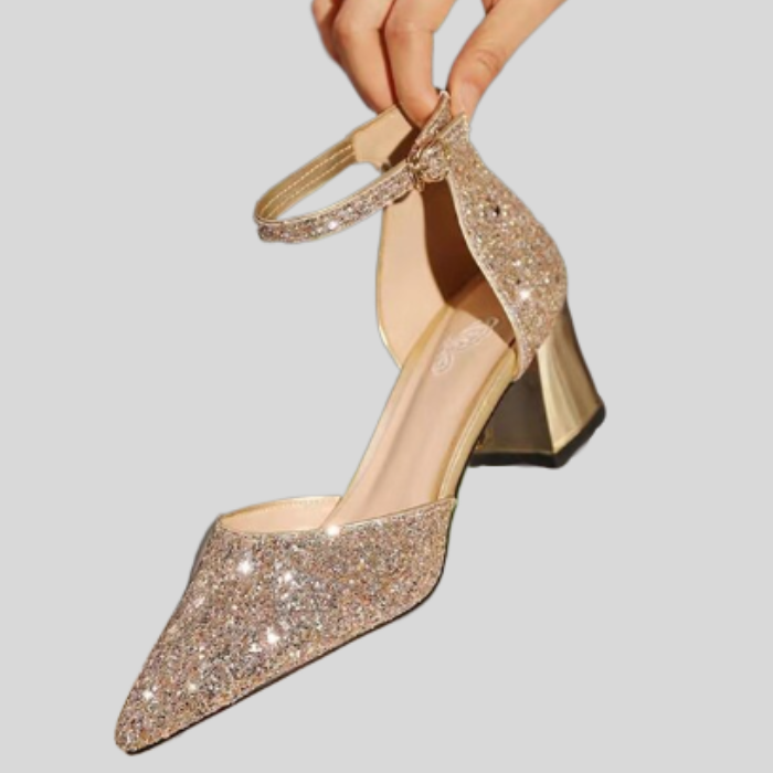 Selena | High Heels Glitter Ankle Strap Comfortable Heels for Women 3
