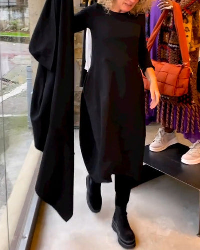 Sofia | Women's Midi Dress A-Line Cotton Blend with Long Sleeves 0