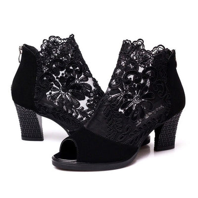 Sophia | Floral Pattern Heels with Moderate Heel Height 0