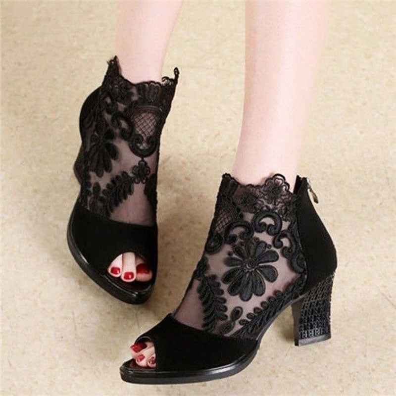 Sophia | Floral Pattern Heels with Moderate Heel Height 3