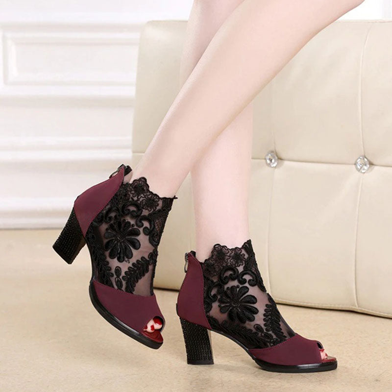 Sophia | Floral Pattern Heels with Moderate Heel Height 7
