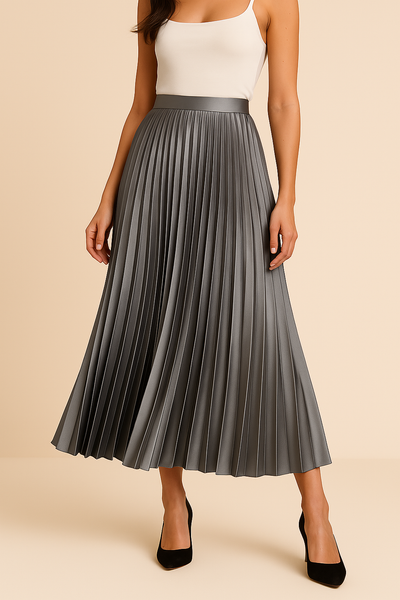 Sophia | High-Waisted Midi Pleated Skirt With Zipper Closure 4