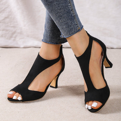 Sophia | Orthopedic Heeled Sandal With T-Strap And Back Zipper 0