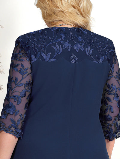Sophia | Plus Size Formal Dress With Embroidered Sheer Sleeves 7