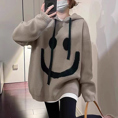Sophia | Plus Size Hoodie With Smiley Face Print 0