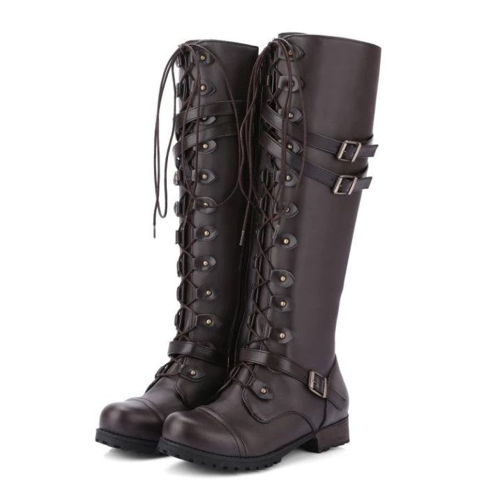 Sophia | Women's Black Lace-Up Boots with Buckle Details 1