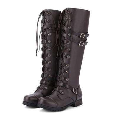Sophia | Women's Black Lace-Up Boots with Buckle Details 1