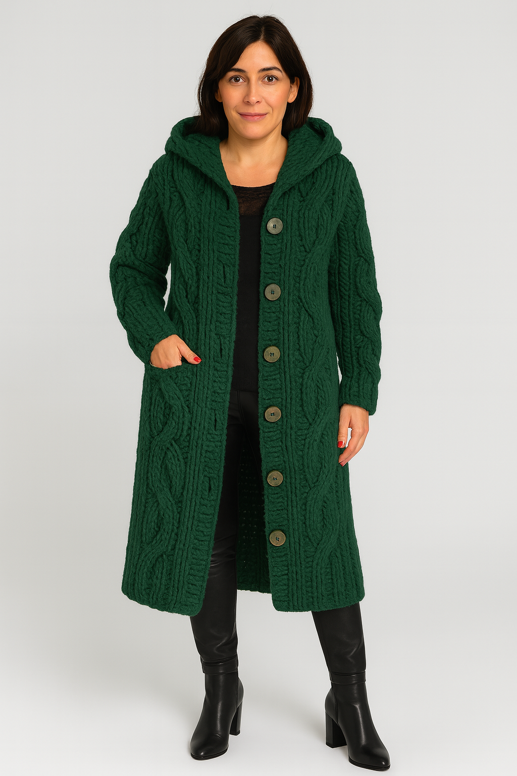 Sophia | Women's Chunky Knit Long Cardigan with Button-Up Front 6