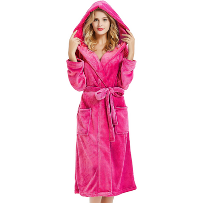 Sophia | Women's Fleece Hooded Bathrobe With Pockets 3
