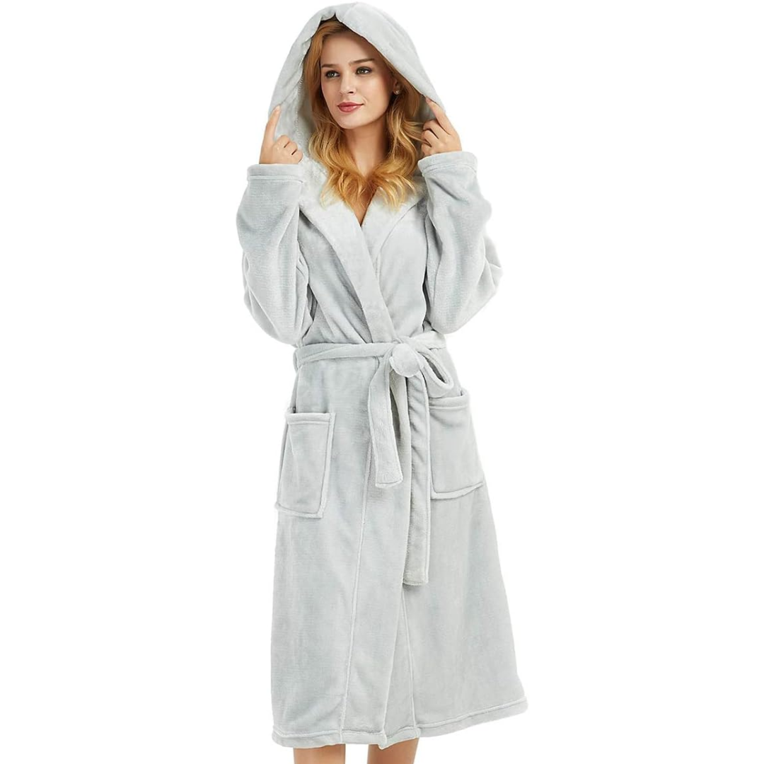 Sophia | Women's Fleece Hooded Bathrobe With Pockets 4