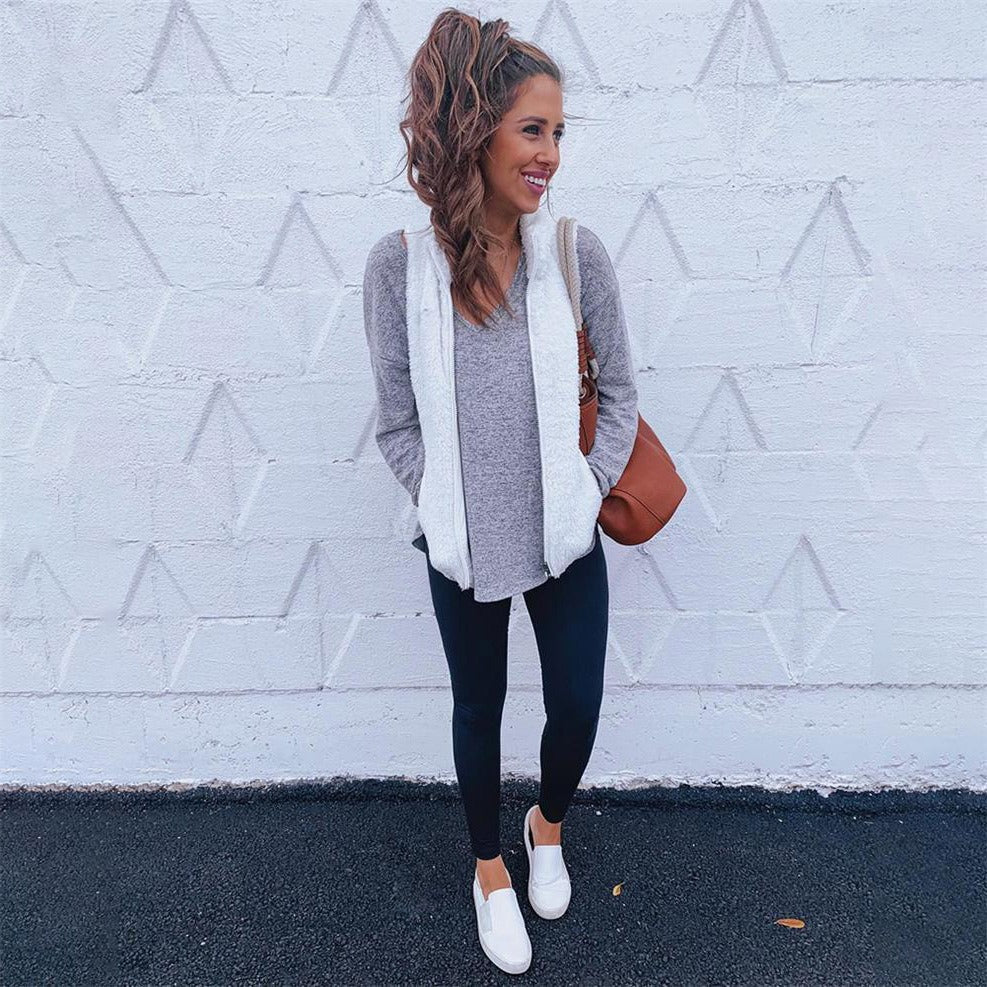 Sophia | Women's Fleece Relaxed Fit Vest with Zipper Front 7