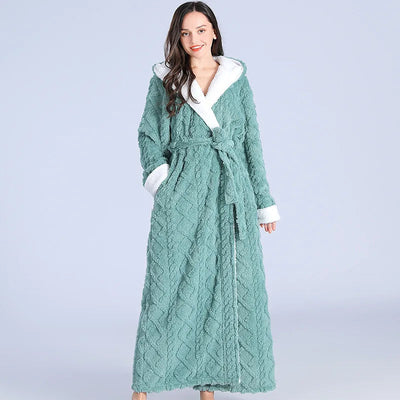 Sophia | Women's Hooded Bathrobe Flannel with Pockets 0