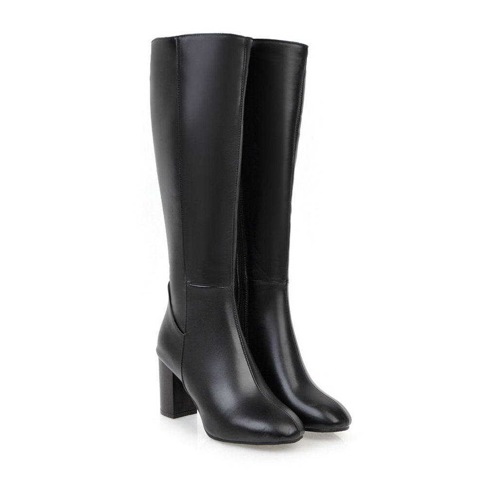 Sophia | Women's Knee High Black Boots With Zipper 3