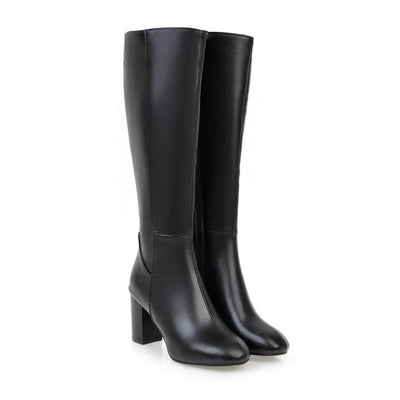 Sophia | Women's Knee High Black Boots With Zipper 3