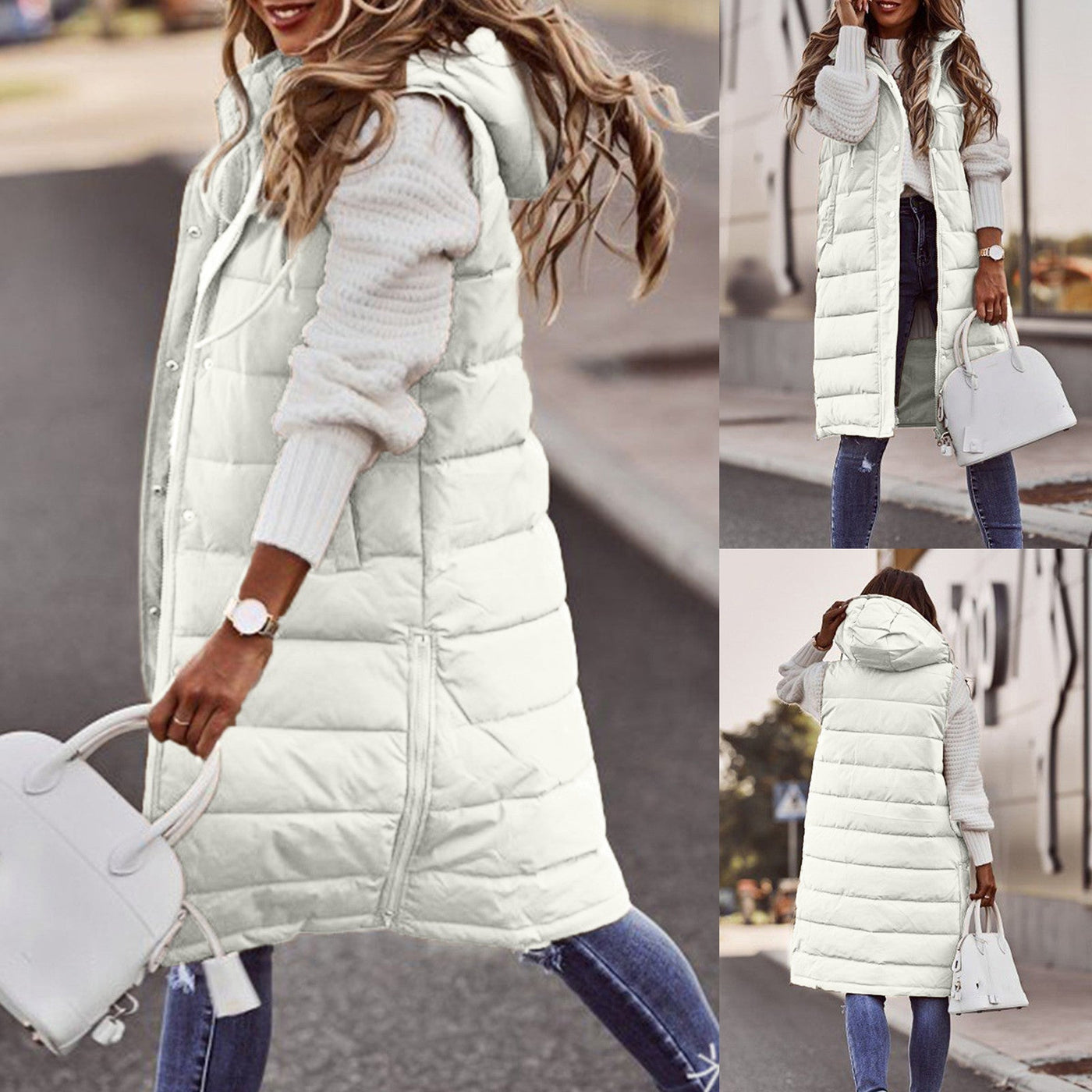 Sophia | Women's Long Down Vest with Detachable Hood 5