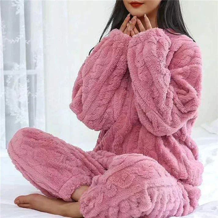 Sophia | Women's Loungewear Set Fluffy Long Sleeve Top & Joggers 0