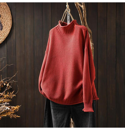 Sophia | Women's Oversized Sweater Waffle Knit Mock Neck 4