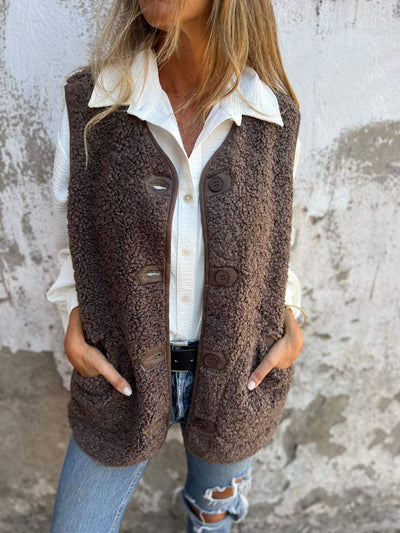 Sophia | Women's Shearling Fleece Vest with Button Front 1