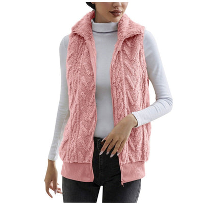 Sophia | Women's Sleeveless Jacquard Fleece Vest with Zip Front 0