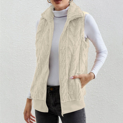 Sophia | Women's Sleeveless Jacquard Fleece Vest with Zip Front 2