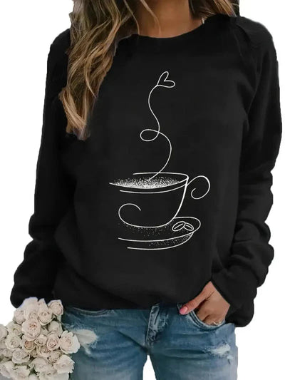 Sophia | Women's Sweatshirt Coffee Cup Graphic Relaxed Fit 1