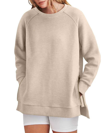 Sophia | Women's Sweatshirt Side Zippers Textured Finish 3