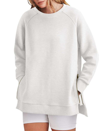 Sophia | Women's Sweatshirt Side Zippers Textured Finish 5