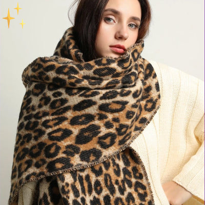 Sophia | Women's XL Wool Scarf With Leopard Print 4