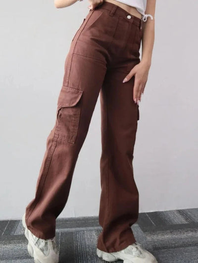 Sophie | Women's High Waist Cargo Trousers With Pockets 1