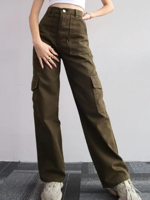 Sophie | Women's High Waist Cargo Trousers With Pockets 5