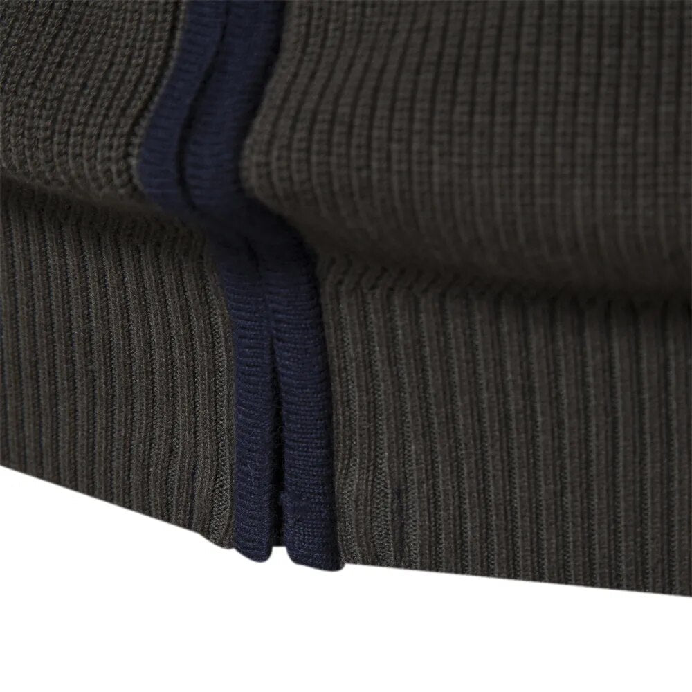 Sophie | Women's Knit Cardigan With Full-Length Zipper And Contrast Stripe Collar 6