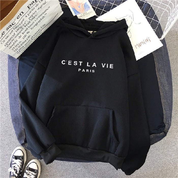 Sophie | Women's Oversized Hoodie C'est La Vie Graphic Pink 0