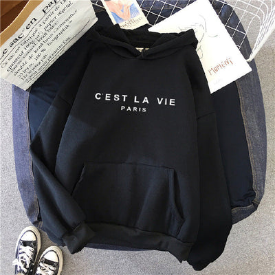 Sophie | Women's Oversized Hoodie C'est La Vie Graphic Pink 0