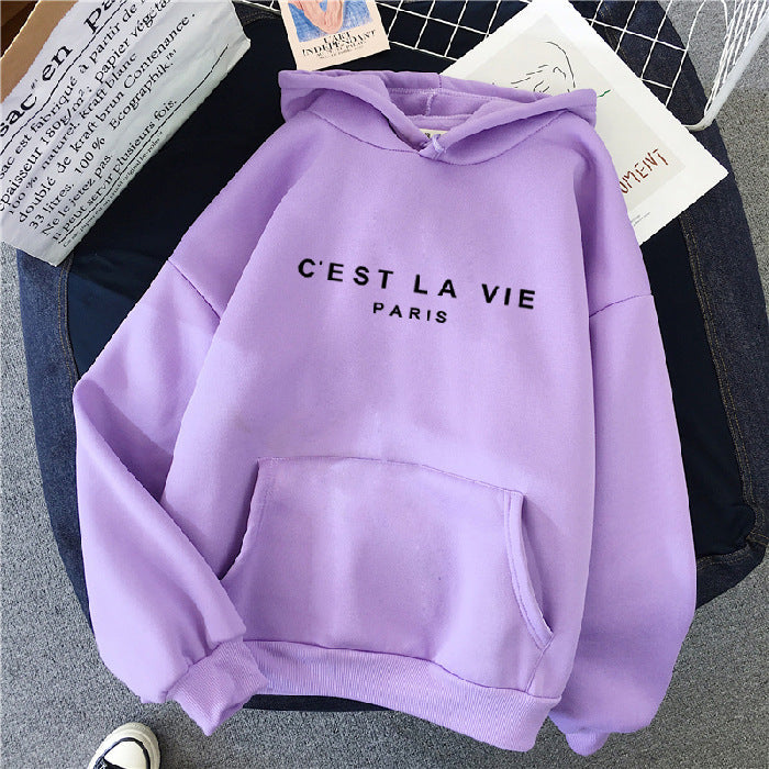 Sophie | Women's Oversized Hoodie C'est La Vie Graphic Pink 3
