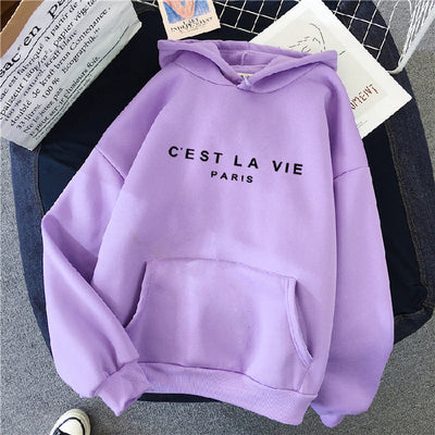 Sophie | Women's Oversized Hoodie C'est La Vie Graphic Pink 3