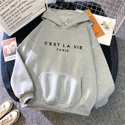 Sophie | Women's Oversized Hoodie C'est La Vie Graphic Pink 5