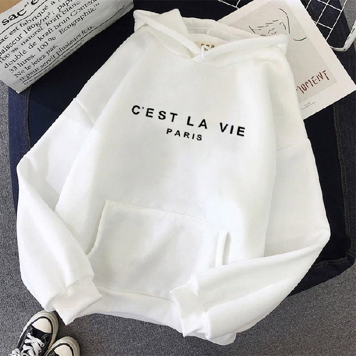 Sophie | Women's Oversized Hoodie C'est La Vie Graphic Pink 7