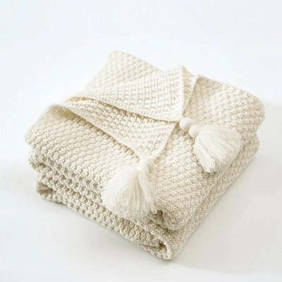 Sophie | Wool Blanket Knitted Scandinavian Design with Fringes 5