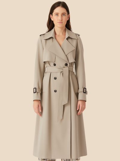 Victoria | Women's Classic Double-Breasted Trench Coat with Adjustable Belt 10