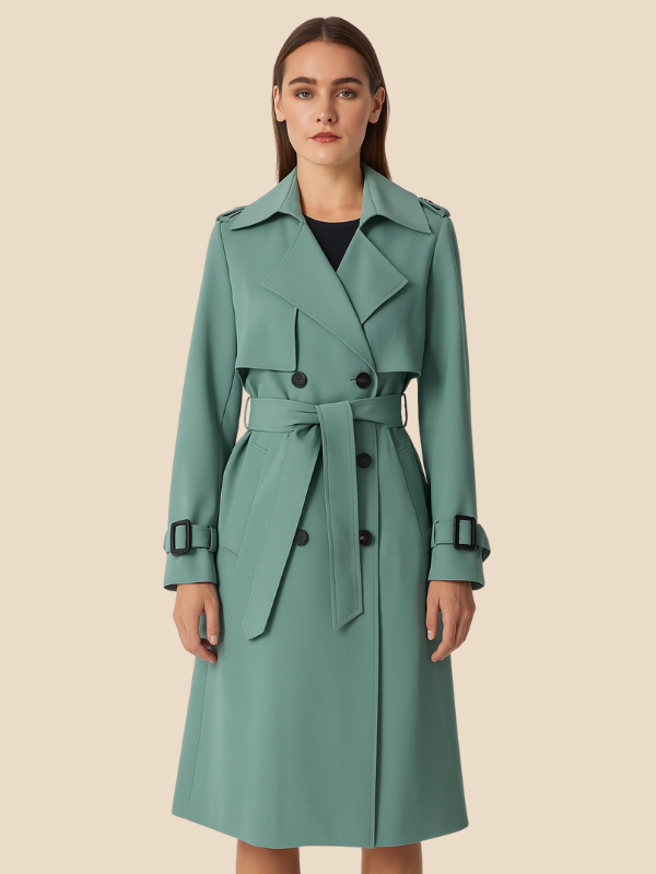 Victoria | Women's Classic Double-Breasted Trench Coat with Adjustable Belt 11