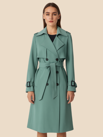Victoria | Women's Classic Double-Breasted Trench Coat with Adjustable Belt 11