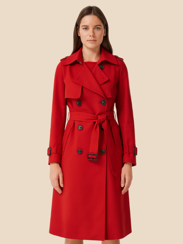 Victoria | Women's Classic Double-Breasted Trench Coat with Adjustable Belt 12