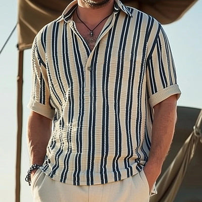 William | Men’s Shirt Striped Short Sleeve With V-Neck 3