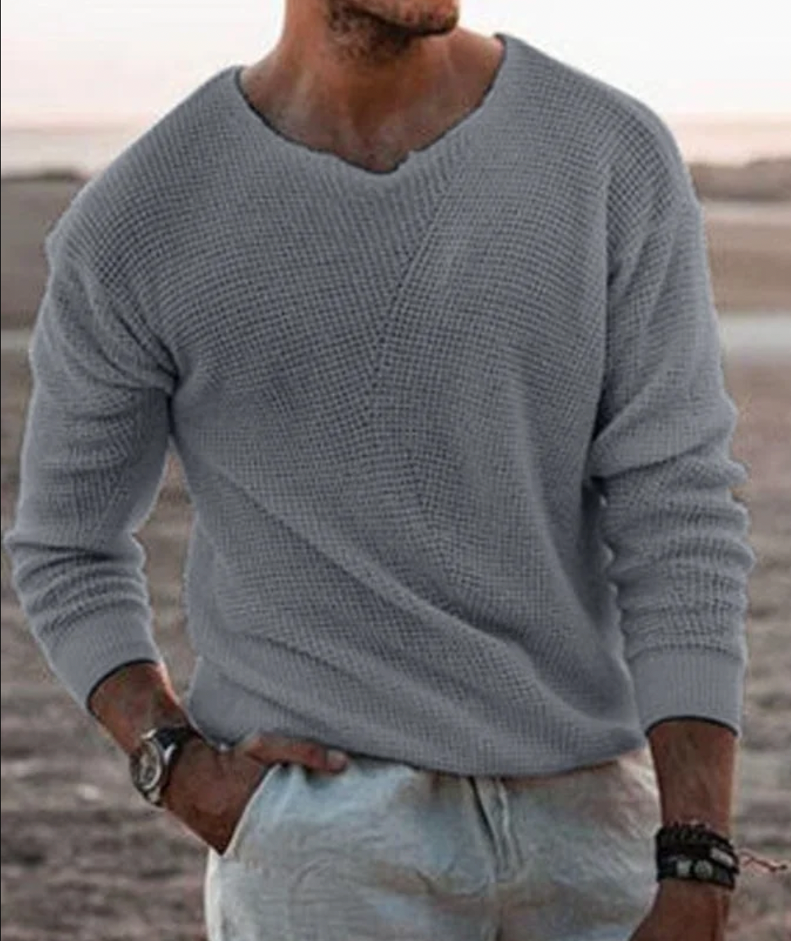 William | Men’s Sweater V-Neck Knitted Breathable Design 3