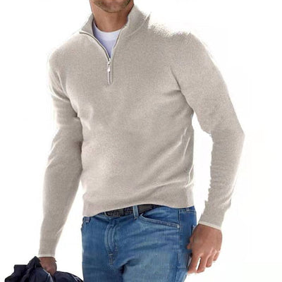 William | Men’s Sweater V-Neck With Zipper Smooth Design 1